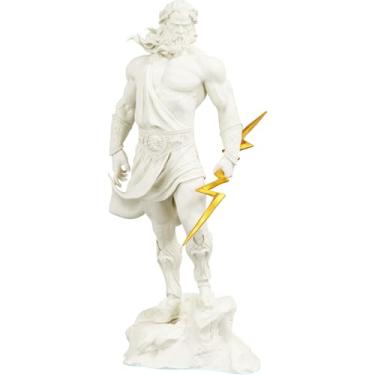 Imagem de Estátua Zeus Mitologia Grega Estatueta Júpiter - Versão 4 (Cor Mármore Dourado)