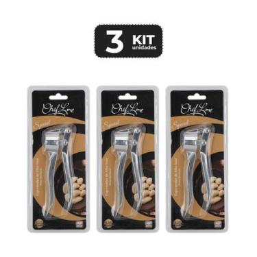 Imagem de Kit 3 espremedor de alho inox special 15 cm - Chef Line