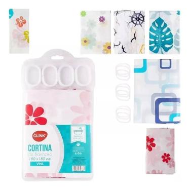 Imagem de Cortina Box Banheiro Vinil 180Cmx180 Clink Estampa