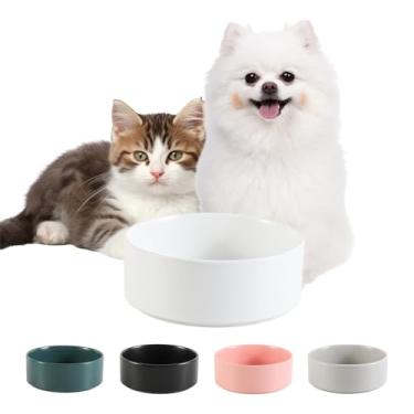 Imagem de Tigela de cerâmica para comida e água - Tigela para alimentação de animais de estimação para cães e gatos pequenos - Prato de alimentação de cerâmica pesada com base antiderrapante - Segura para