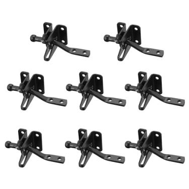 Imagem de SUMBIN 8 pacotes de trava de porta de celeiro resistente preta trava de portão de segurança para cerca de madeira ao ar livre quintal galpão porão