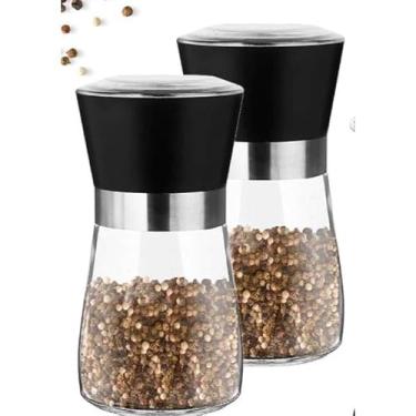 Imagem de Kit 2 Moedor de Temperos Regulador Sal Pimenta Porta Condimentos Especiarias Vidro