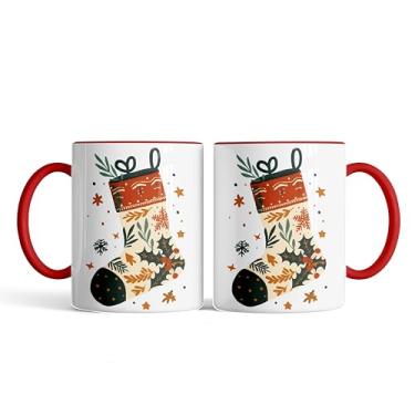 Imagem de Caneca xicara porcelana meias natalinas Natal 25EI (preto)