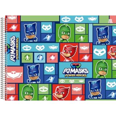 Imagem de Caderno Cartografia e Desenho Espiral Animativa, Capa dura, 60 folhas, PJ Masks, Pacote com 5 unidades