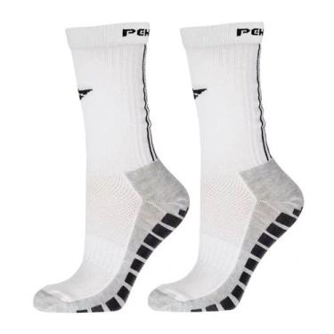 Imagem de Meia Cano Medio Penalty Grip Masculina , Branco, Preto, Cinza, 39/43