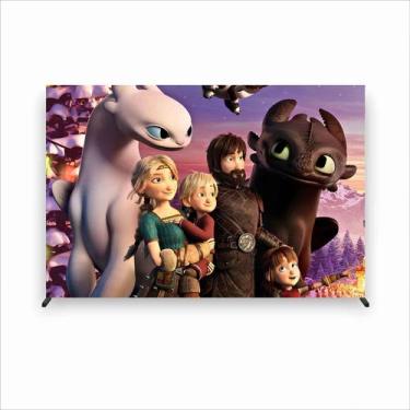 Imagem de Painel de Festa Retangular Treinador de Dragão 3,00x2,00 Metros Fera P