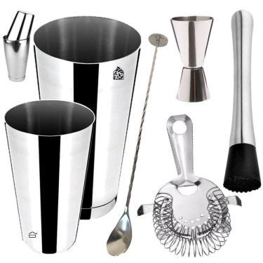 Imagem de Kit Barman Copo Dosador Coqueteleira Profissional Pro 6Pç W9
