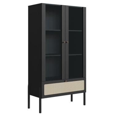 Imagem de Cristaleira 2 PT Vidro 1 GVT Pes Madeira 27963 Nero Artesano