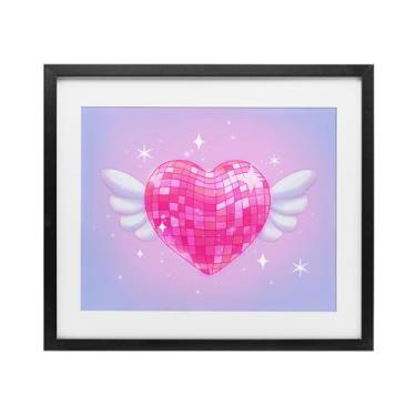 Imagem de Stupell Industries Disco Heart with Wings Impressão emoldurada preta sob vidro, design por Stephanie Sanchez, 17 x 21