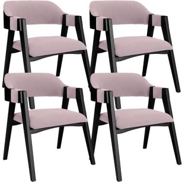 Imagem de Kit 4 Cadeiras Sala de Jantar Estar Living Estofada Suran L02 Preto Su
