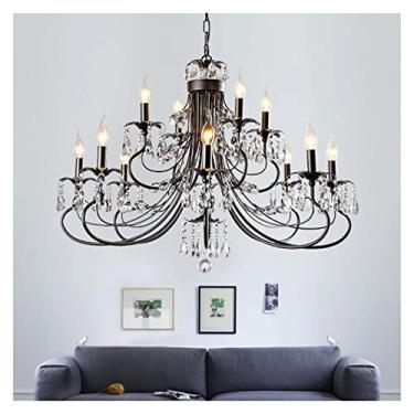 Imagem de Lustres Pingente Retro Vela Lustre Iluminação Compatível com Sala de Jantar Quarto Retro Pendurado Luz Lustre Luminária Luminária 110- (Cor: 8heads-d920xh650mm)