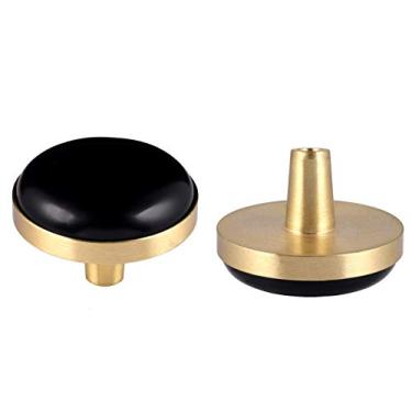 Imagem de Pacote com 2 puxadores de gaveta de pedra de cristal natural para puxar, puxador de armário, puxador de porta com parafusos para móveis decorativos em casa, 1.45 inches, Black