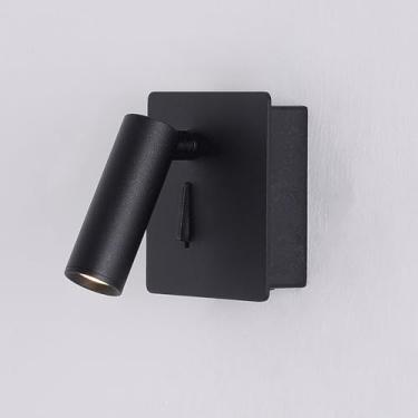 Imagem de Luminária de leitura de parede 350, luminária de cabeceira giratória com interruptor liga/desliga, arandela retangular de alumínio com fiação, holofote de leitura de cabeceira ajustável de 3