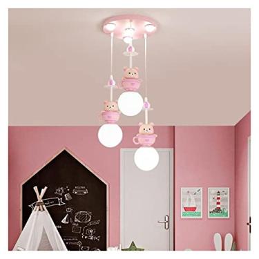 Imagem de Luminária de lustre, lustres pendentes, lustre para quarto infantil, menina, LED, princesa, quarto de menina, lâmpada (cor: 3 urso, luz quente) (tamanho: 3 urso, luz de 3 cores)