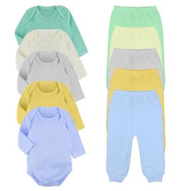 Imagem de Kit Body Longo e Mijão Culote Liso 10 Peças Roupa Para Bebê - Koala Ba