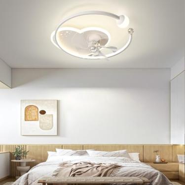 Imagem de Ventilador de teto com iluminação moderna LED Ventilador de teto com controle remoto Regulável Branco Simples Ventilador silencioso Lâmpada de teto para quarto Sala de estar Cozinha Ventilad