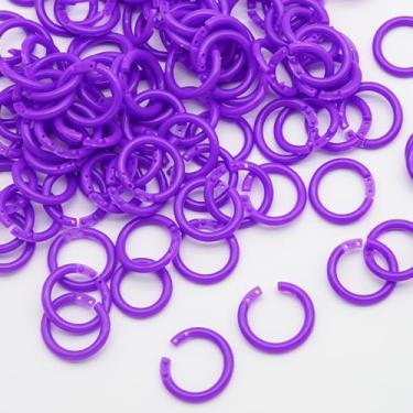 Imagem de LOUZAGO Pacote com 100 anéis de fichário, anéis de plástico para livros, anéis de cartão de índice, anéis de papel para escritório, escola, casa (roxo, 15 mm)