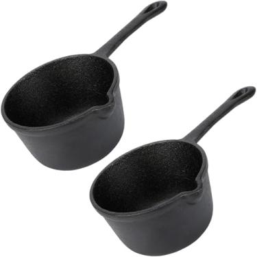 Imagem de Honeydak 2 formas de molho de ferro fundido, panela de 1,2 litro com alça, frigideiras de ferro fundido pesadas pré-temperadas para grelhar e fumar, acessórios de churrasco para grelhar e fornos (15 x