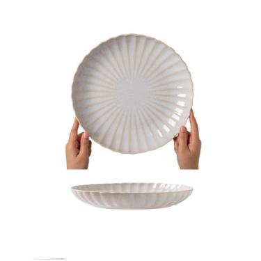 Imagem de URGDWEKJY Dinnerplates Tigelas e pratos de cerâmica retrô, tigelas de salada criativas, pratos de vegetais, pratos de bife ocidental e pratos de massa, bandeja de jantar (C)