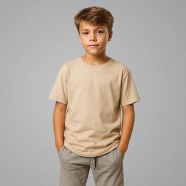 Imagem de Camisetas Manga Curta Infantil Bebê Menino Básica Lisa 100 Algodão - L