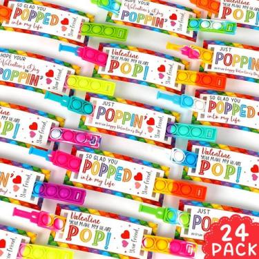 Imagem de Presentes de Dia dos Namorados DAZONGE POP It Bracelet Kids, 24 pacote