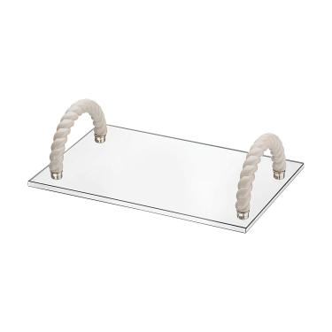 Imagem de Bandeja De Acrilico Hara Maya Com 2 Alças 30x20x9 cm