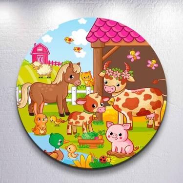 Imagem de Painel Tema Fazenda Animais Capa Grande e Mini Redondoda Estampa Subli