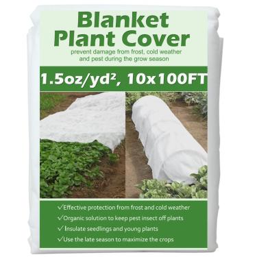 Imagem de Valibe Coberturas de plantas Proteção contra congelamento 3 m x 30,5 m Cobertura de fileira flutuante 42,5 g/m ² Cobertura de plantas de tecido de jardim para proteção contra geadas do inverno/sol e