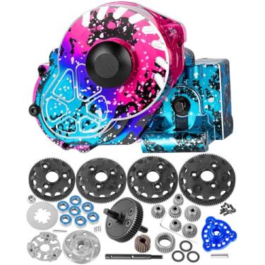 Imagem de hopsupRC Metal Magnum 272R Assembled Transmission Upgrades Part for 1/10 Slash/Rustler/Stampede/Bandit 2WD VXL,Gearbox Transmission Bundle with Tooth Spur Gear Hops Up. #9495 Pink&Blue
