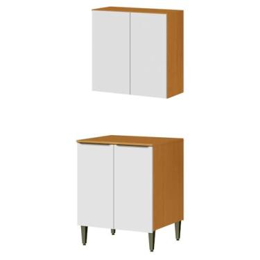 Imagem de Armario Aereo E Balcao Com Tampo 2 Portas 70 cm Cinamomo Branco Armoveis