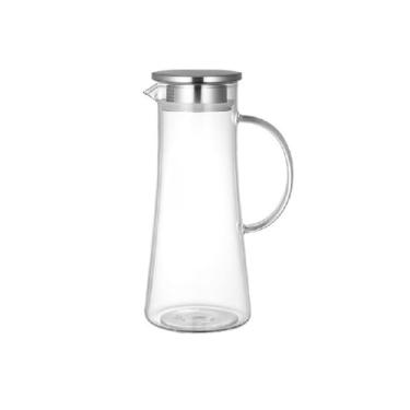 Imagem de Jarro Jarra de vidro 1,5 litro com tampa, garrafa água resistente ao calor alça para bebidas quentes/frias, pote