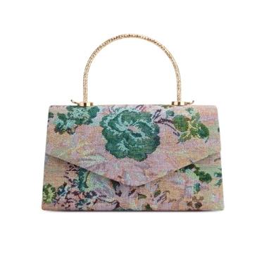 Imagem de Nefokfdus Bolsas clutch para mulheres, alça superior vintage bordado floral bolsa de ombro para festa de casamento formatura, rosa, 8.7” x 8.5” x 2.2”INCH/22.2 x 21.5 x 5.5CM