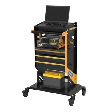 Imagem de AUTOOL T26 Carrinho utilitário de rolamento resistente, carrinho de ferramentas com capacidade de 99 kg com 4 gavetas, armazenamento multicamadas, rodízios giratórios e trava de 360°, aço revestido a