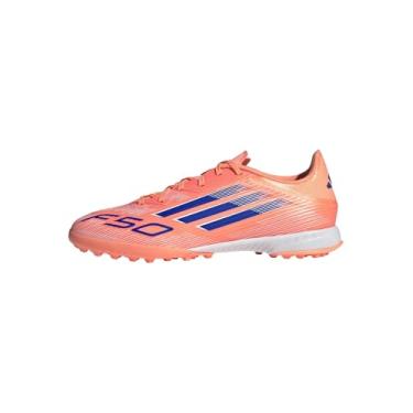 Imagem de Adidas Tênis unissex adulto F50 League Turf, Laranja/azul claro/branco, 9 Women/8 Men