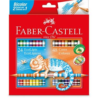 Imagem de Lapis De Cor Redondo Ecolapis Bicolor 48 Cores - Pacote com 06 Faber Castell, Multicor