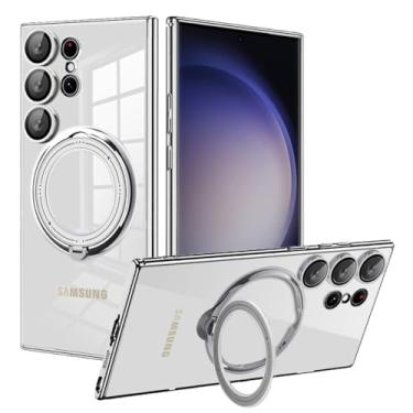Imagem de Capa de anel magnético transparente para Samsung Galaxy S23 S22 Ultra Plus A52 A54 A14 A34 S23 Ultra S22Ultra Capa de lente, prata, para Samsung S23Ultra