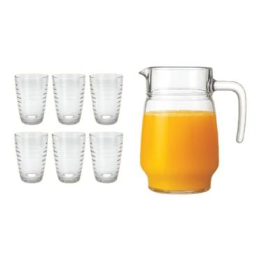 Imagem de Jarras Vidro Resistente 1.8L 1L Elegância(1,8l + 6 copos)
