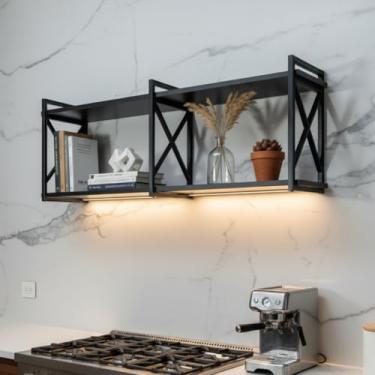 Imagem de Prateleira Estilo Industrial 150cm x 20cm de Parede Decorativa (Preto/Preto)