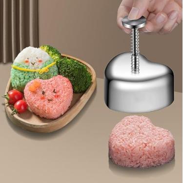 Imagem de Molde de Onigiri e Musubi em forma de coração - Molde de bola de arroz de aço inoxidável - Presentes de Dia dos Namorados