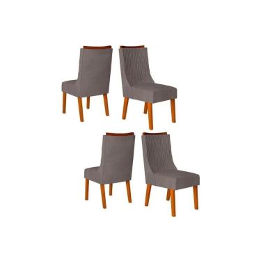 Imagem de Kit 4 Cadeiras Sala Jantar Jade 4 Un Freijó-suede Lunar - Dj Móveis