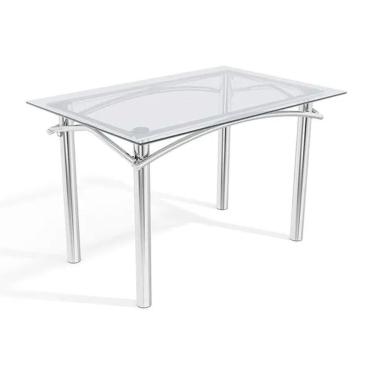 Imagem de Mesa P- Cozinha Elba C- Tampo De Vidro 120cm Cromada - Kappesberg