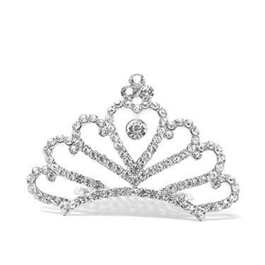 Imagem de 1 peça elegante tiara de princesa pente de cabelo brilhante cristal falso strass coroa pente de cabelo bonito acessórios de cabelo para festa de aniversário
