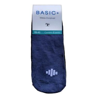 Imagem de Conjunto com 2 Pares de Meias, Modelo Super Invisivel, 39-43, Basic+ Música Play Pause Preta e Azul