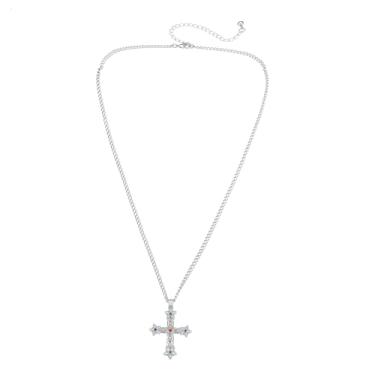 Imagem de Colar com pingente de cruz para mulheres, banhado a ouro 18 K, joia religiosa leve, Medium, Gema Amarelo (Yellow Gol1d) Pedra preciosa, Sem Pedra Preciosa