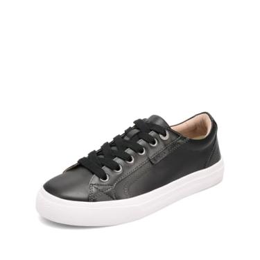 Imagem de Taos Tênis feminino Plim Soul Lux – Tênis feminino macio de couro premium com cadarço com conforto e suporte para caminhada o dia todo, Preto/branco, 39