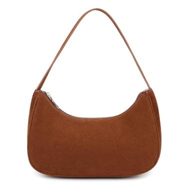 Imagem de Bolsa de ombro moderna para mulheres fofas Hobo Tote Mini Clutch Underarm Purse para uso diário/trabalho/viagem/passeios casuais, Camurça marrom