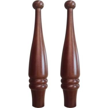 Imagem de Btibpse Acabamento decorativo de madeira para poste de parede para varão e mastro de bandeira, tampa de acabamento de madeira, marrom escuro clássico para poste e mastro (nogueira 35,5 cm)