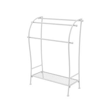 Imagem de porta-toalhas Toalheiro para banheiro, cabide de chão para roupas, sem perfuração, armazenamento doméstico, toalheiro para(Branco)