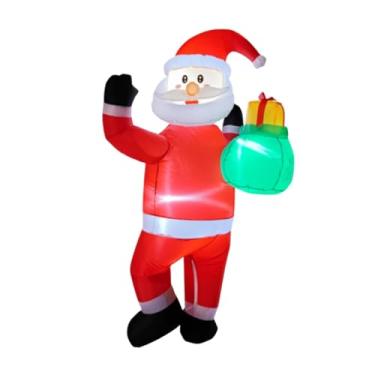 Imagem de Baoblaze Papai Noel inflável de Natal, embutido em LED, decoração clássica para áreas externas, para jardim, festival, 165cm