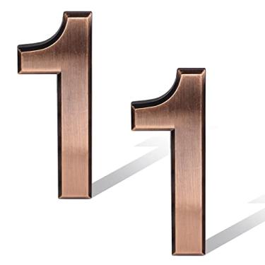 Imagem de 2 peças números de caixa de correio bronze de 7 cm/2,75 polegadas, número de endereço adesivo, números de porta, sinal para casa, apartamentos, hotéis, carros (número 1)